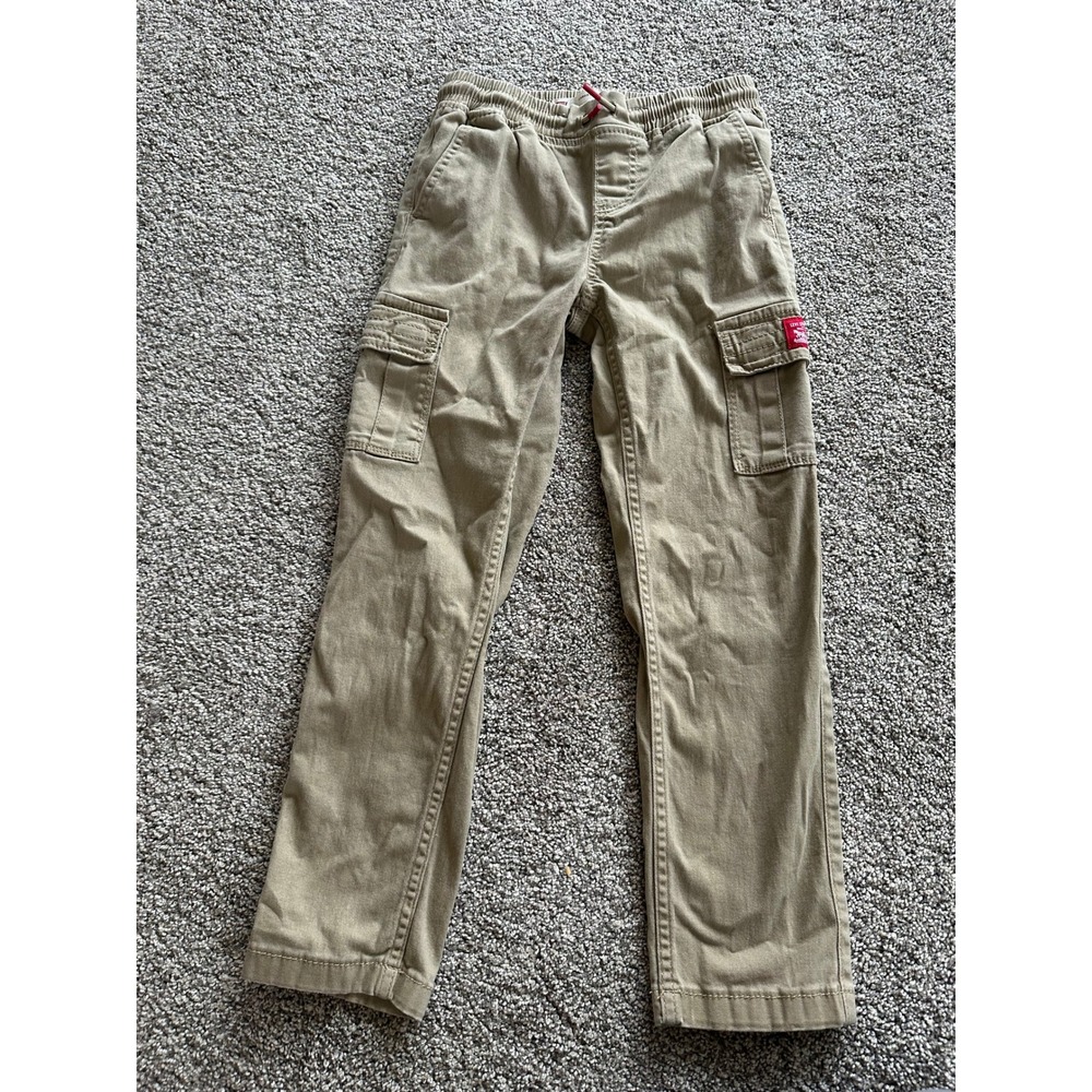 Levis Boys Khaki Tan Elastic Waist Cargo Pants Size 8 Cotton Blend